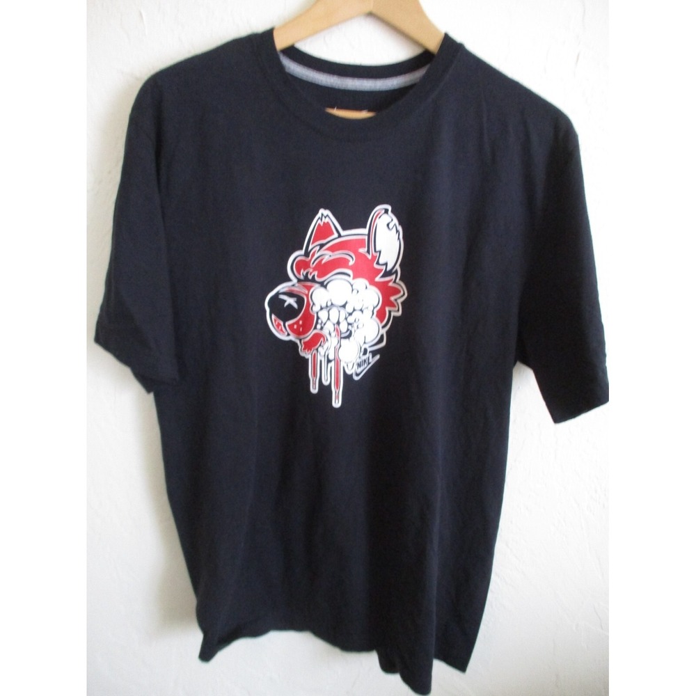 Nike Shirt Mens XL Black Red Graphic Print Graffiti Wolf Street Wear Tee